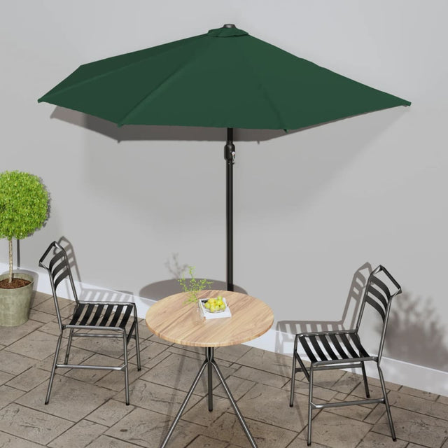 Balkonparasol half met aluminium paal 270x144 cm groen - AllerleiShop