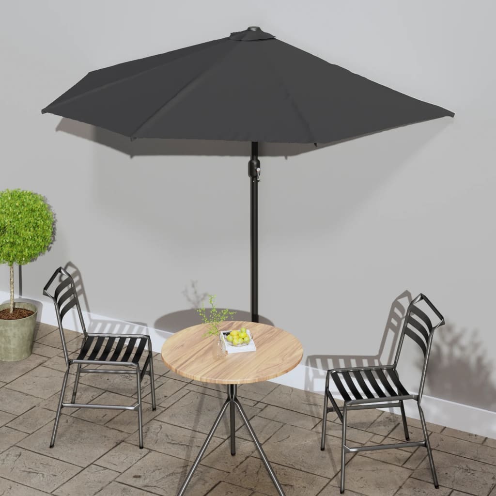 Balkonparasol half met aluminium paal 270x144 cm antraciet - AllerleiShop