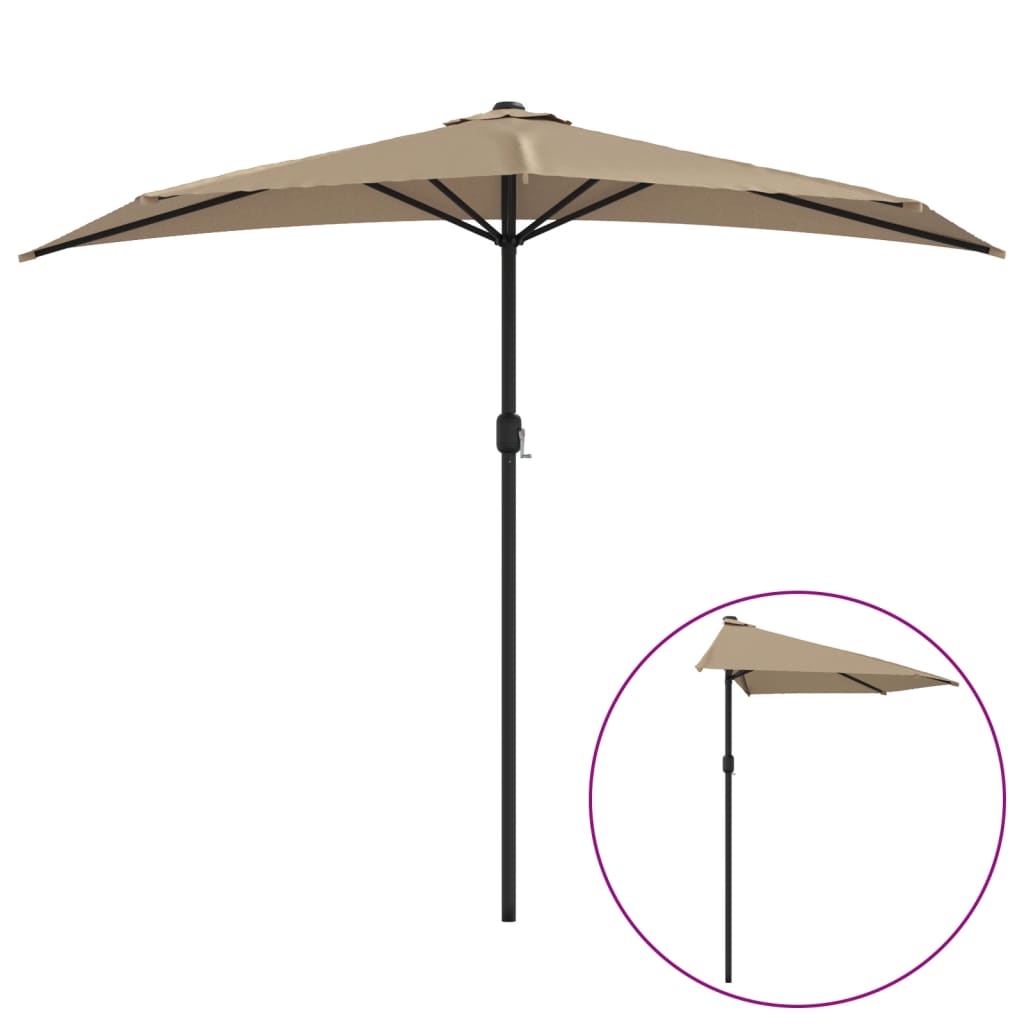 Balkonparasol half met aluminium paal 270x144 cm taupe - AllerleiShop