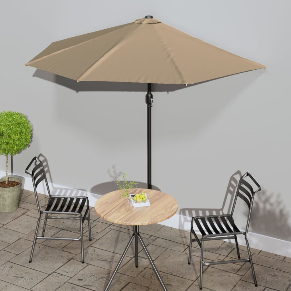 Balkonparasol half met aluminium paal 270x144 cm taupe - AllerleiShop