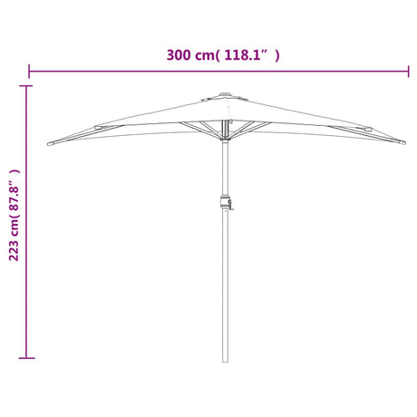 Balkonparasol half met aluminium paal 300x155 cm zandkleurig - AllerleiShop