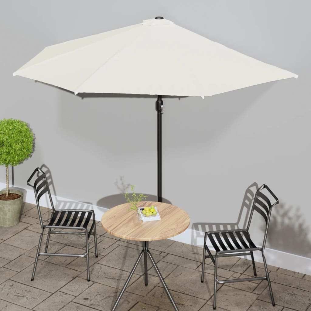 Balkonparasol half met aluminium paal 300x155 cm zandkleurig - AllerleiShop