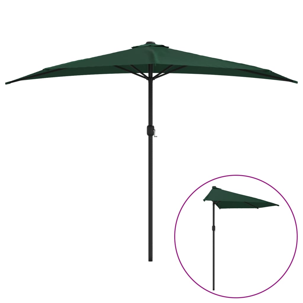 Balkonparasol half met aluminium paal 300x155 cm groen - AllerleiShop