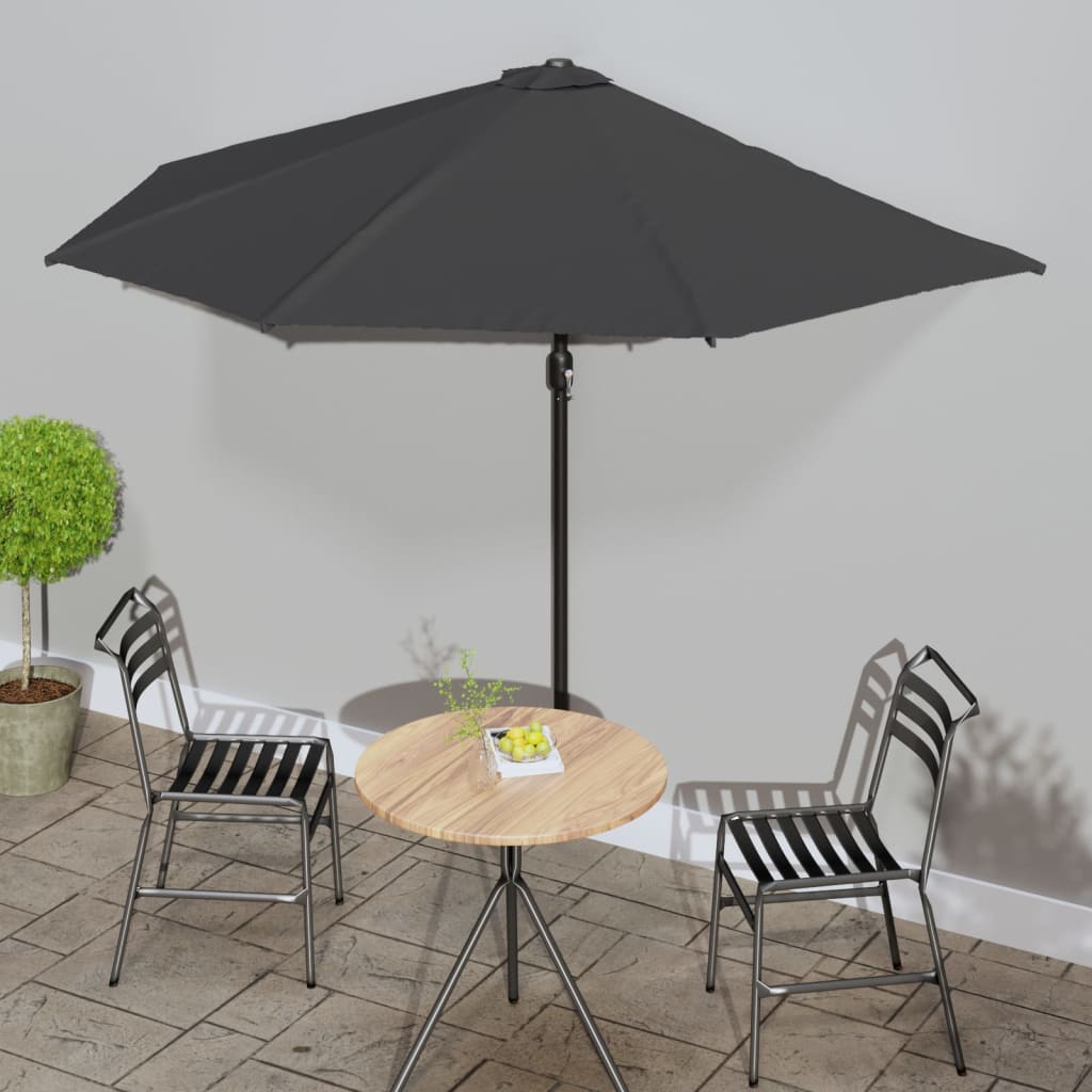 Balkonparasol half met aluminium paal 300x155 cm antraciet - AllerleiShop