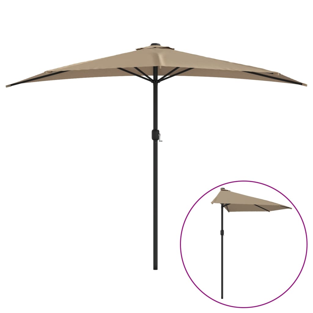 Balkonparasol half met aluminium paal 300x155 cm taupe - AllerleiShop