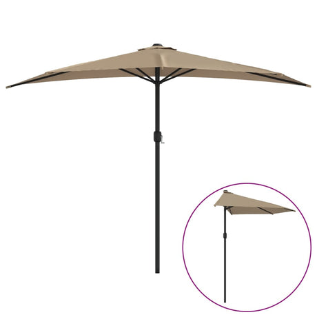 Balkonparasol half met aluminium paal 300x155 cm taupe - AllerleiShop