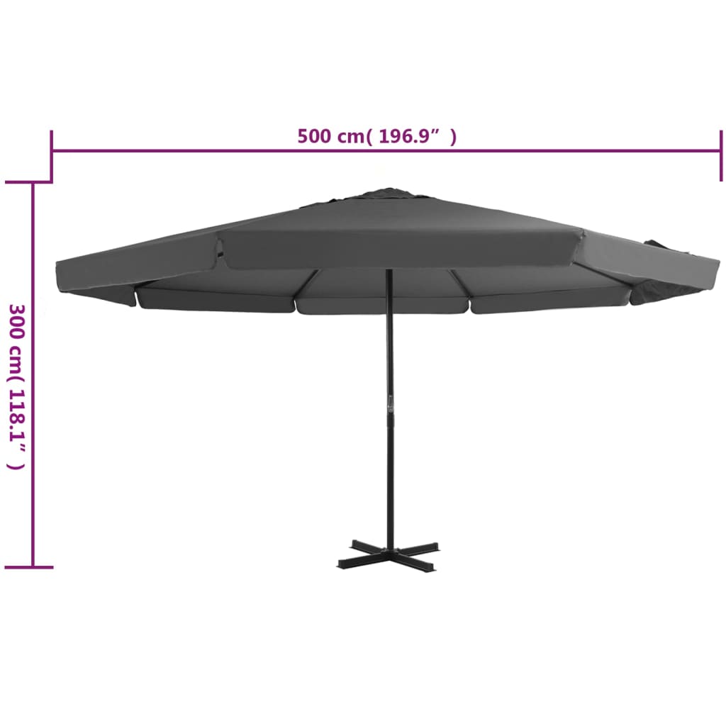 Parasol met aluminium paal 500 cm antraciet - AllerleiShop