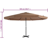 Parasol met aluminium paal 500 cm taupe - AllerleiShop