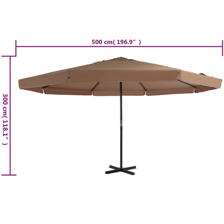 Parasol met aluminium paal 500 cm taupe - AllerleiShop