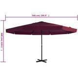 Parasol met aluminium paal 500 cm bordeauxrood - AllerleiShop