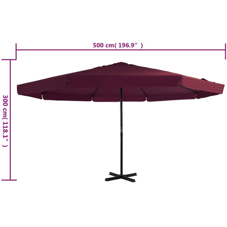 Parasol met aluminium paal 500 cm bordeauxrood - AllerleiShop