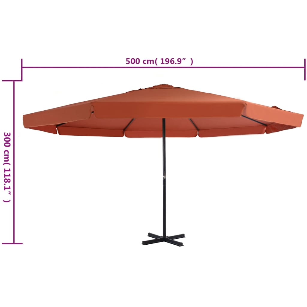 Parasol met aluminium paal 500 cm terracottakleurig - AllerleiShop