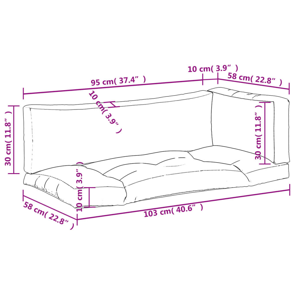 Palletkussens 3 st stof rood - AllerleiShop