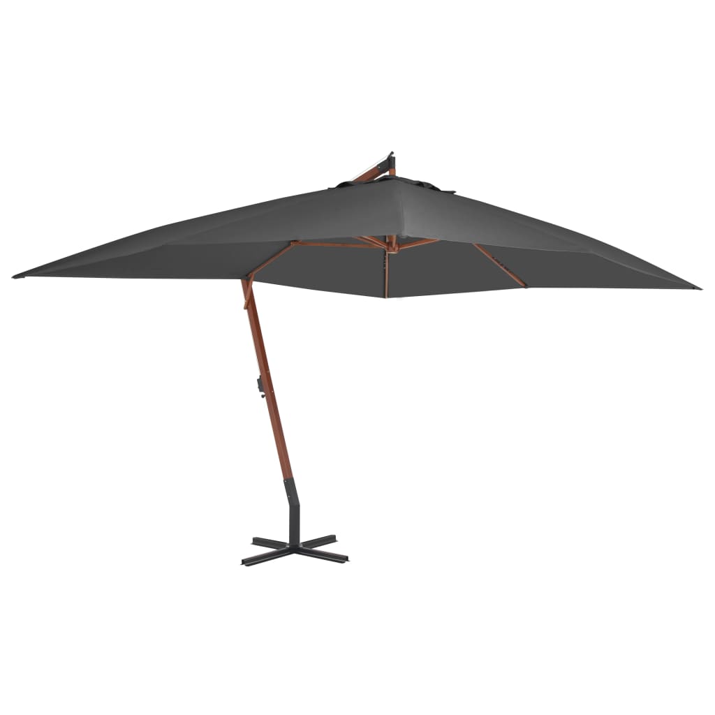 Zweefparasol met houten paal 400x300 cm antracietkleurig - AllerleiShop