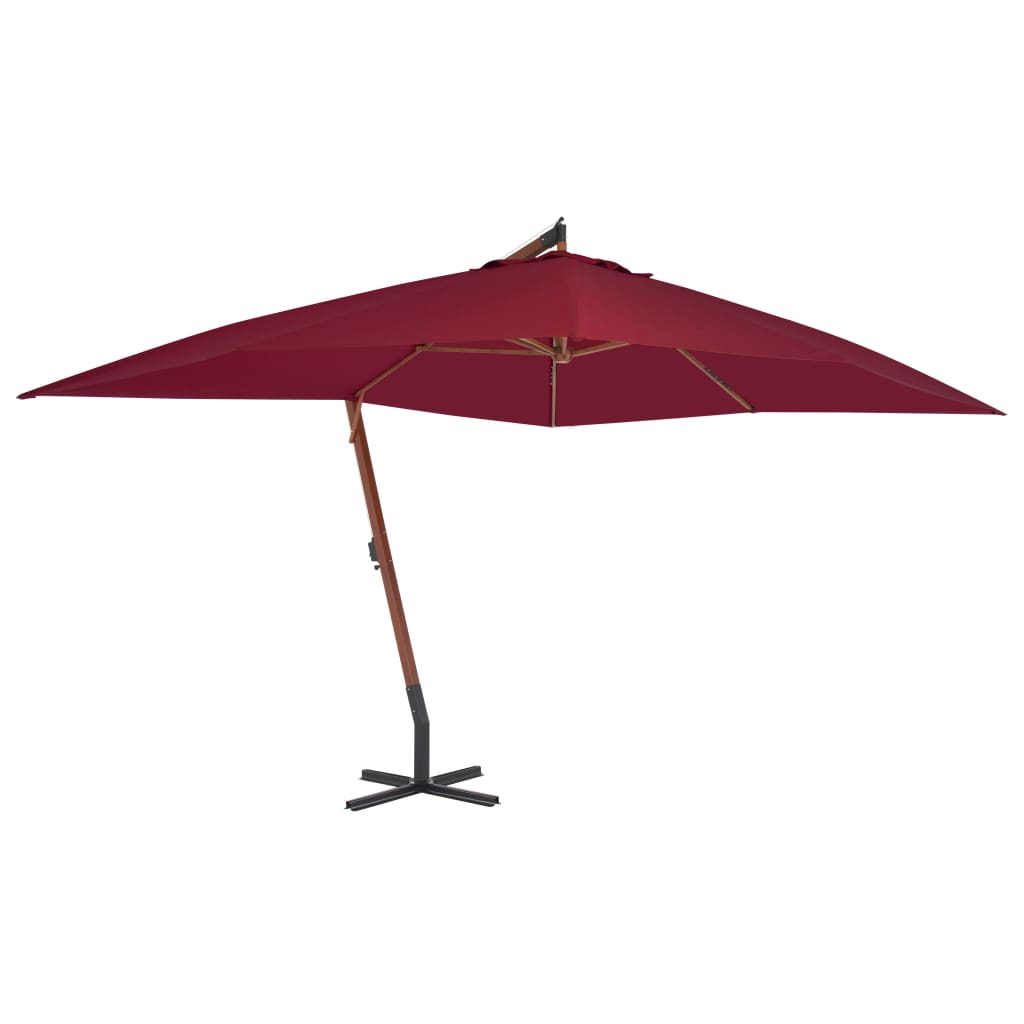 Zweefparasol met houten paal 400x300 cm bordeauxrood - AllerleiShop