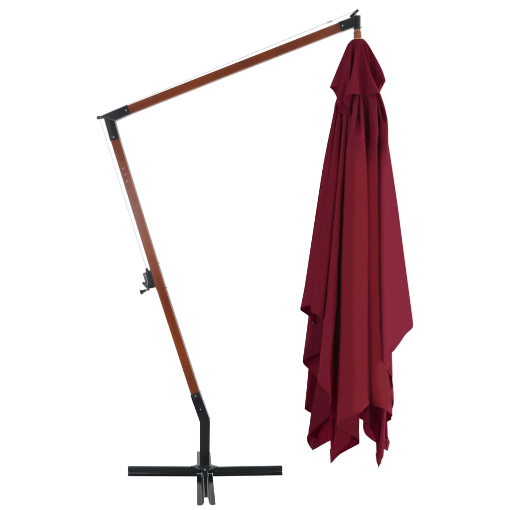 Zweefparasol met houten paal 400x300 cm bordeauxrood - AllerleiShop