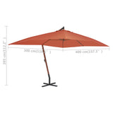 Zweefparasol met houten paal 400x300 cm terracottakleurig - AllerleiShop