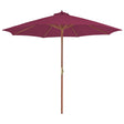 Parasol met houten paal 300 cm bordeauxrood - AllerleiShop