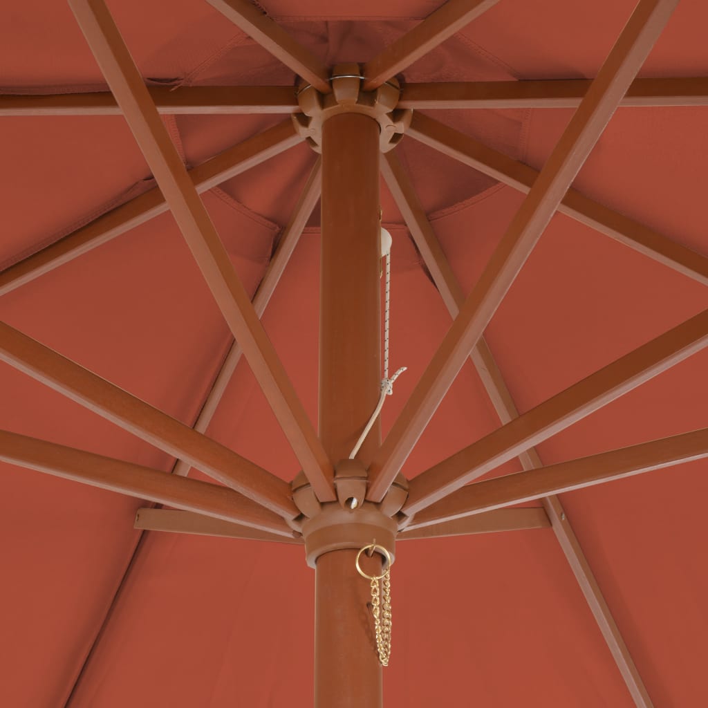 Parasol met houten paal 300 cm terracotta - AllerleiShop