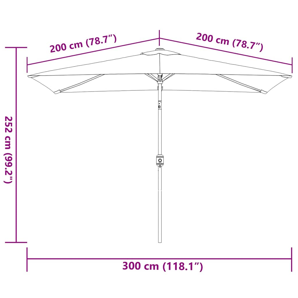 Parasol met metalen paal 300x200 cm antraciet