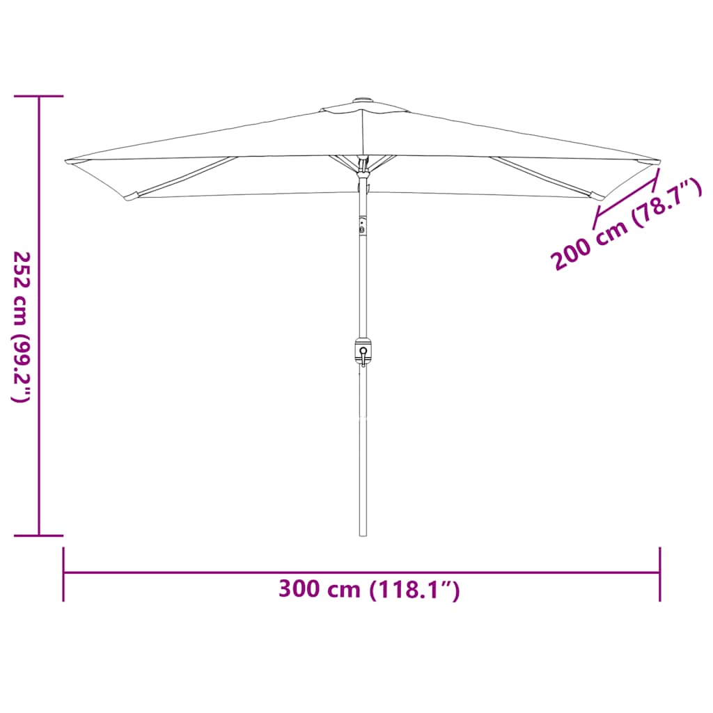 Parasol met metalen paal 300x200 cm terracotta