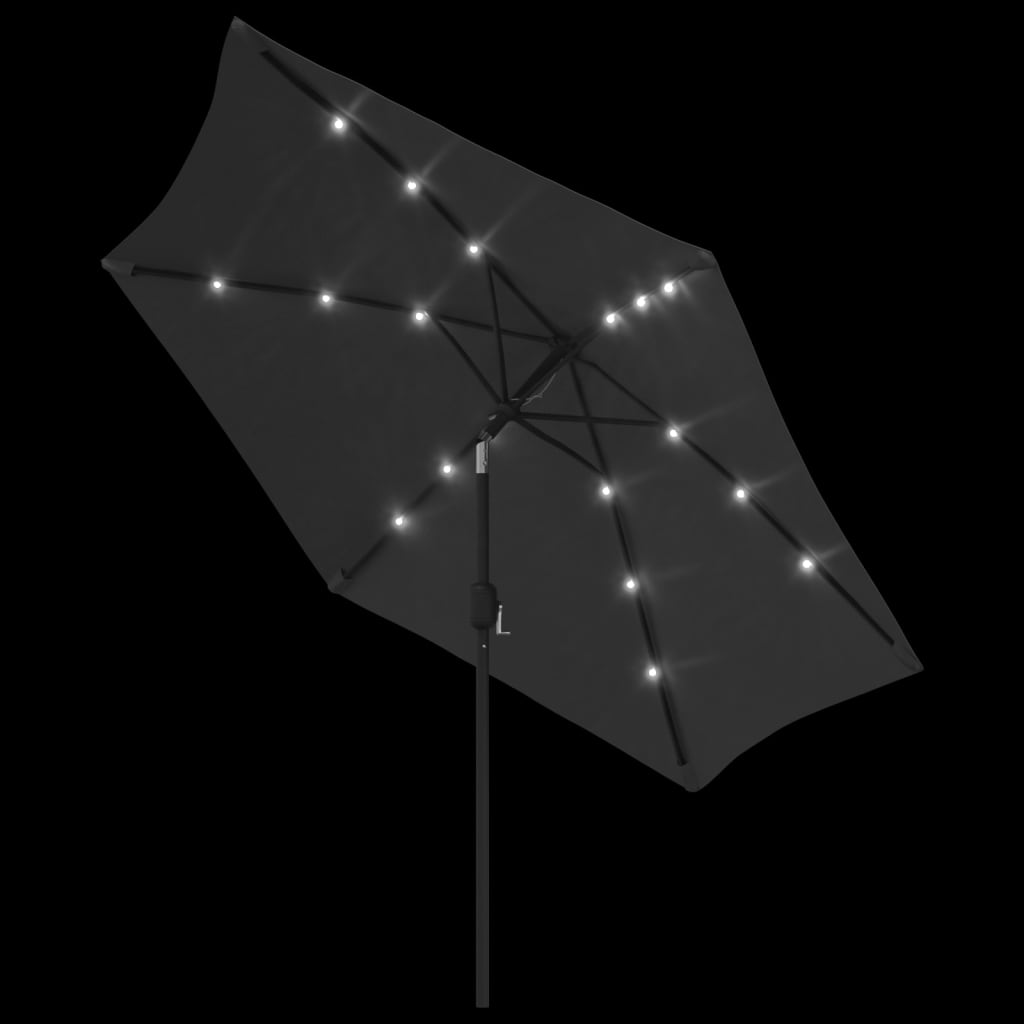 Parasol met LED-verlichting en stalen paal 300 cm antraciet - AllerleiShop