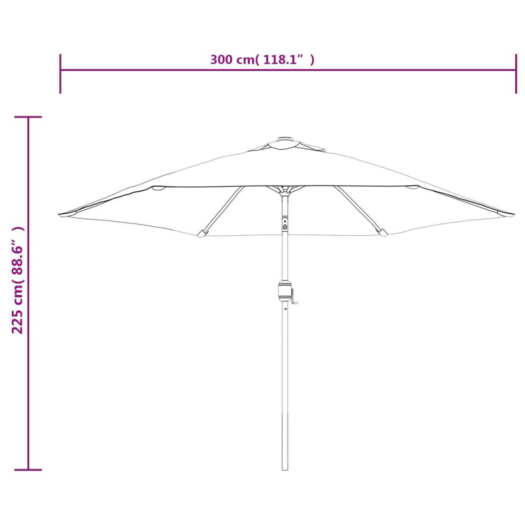 Parasol met LED-verlichting en stalen paal 300 cm antraciet - AllerleiShop