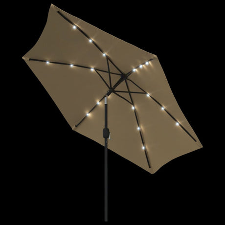 Parasol met LED-verlichting en stalen paal 300 cm taupe - AllerleiShop