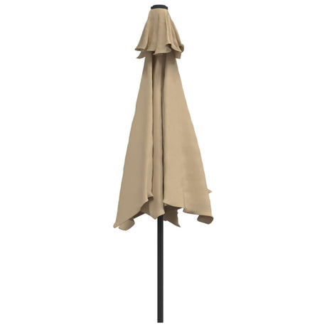 Parasol met LED-verlichting en stalen paal 300 cm taupe - AllerleiShop