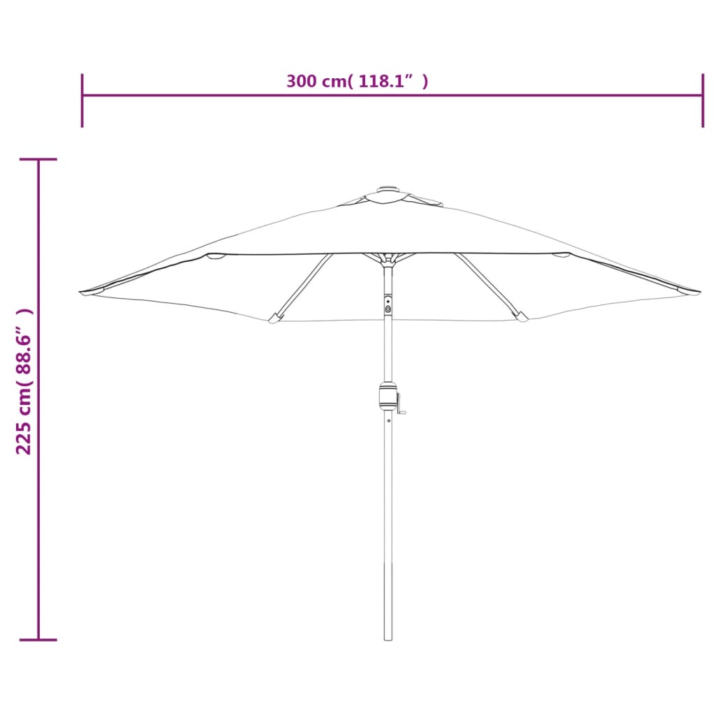 Parasol met LED-verlichting en stalen paal 300 cm taupe - AllerleiShop