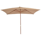 Parasol met houten paal 200x300 cm taupe - AllerleiShop