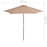 Parasol met houten paal 270 cm taupe - AllerleiShop