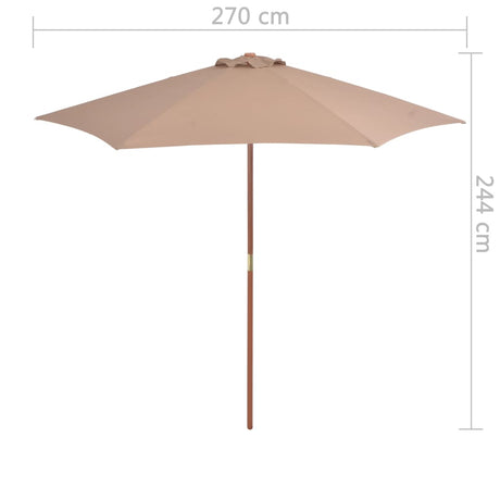 Parasol met houten paal 270 cm taupe - AllerleiShop