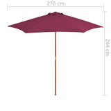 Parasol met houten paal 270 cm bordeauxrood - AllerleiShop