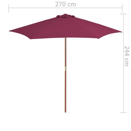 Parasol met houten paal 270 cm bordeauxrood - AllerleiShop