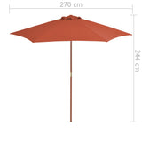 Parasol met houten paal 270 cm terracotta - AllerleiShop