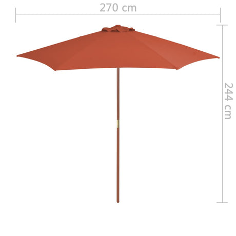 Parasol met houten paal 270 cm terracotta - AllerleiShop