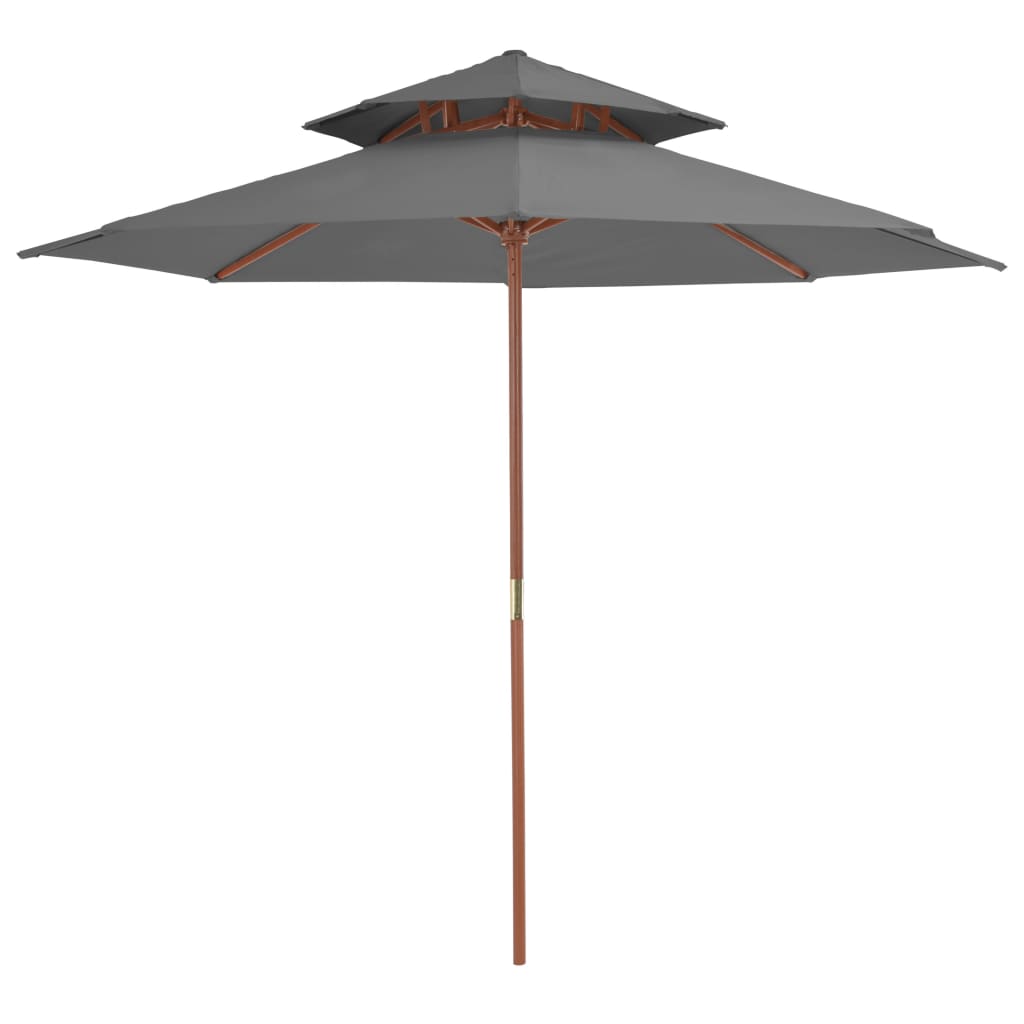 Parasol dubbeldekker met houten paal 270 cm antraciet - AllerleiShop