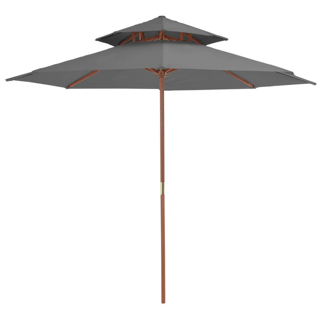 Parasol dubbeldekker met houten paal 270 cm antraciet - AllerleiShop