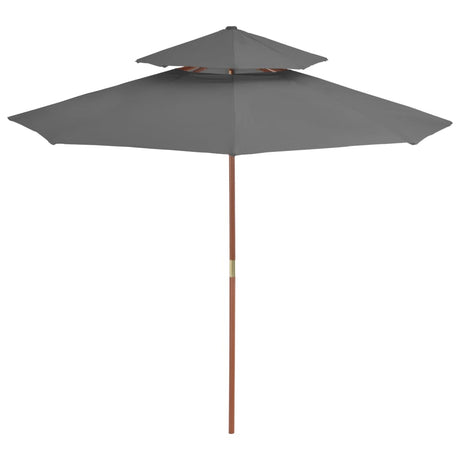 Parasol dubbeldekker met houten paal 270 cm antraciet - AllerleiShop