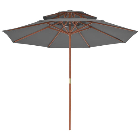 Parasol dubbeldekker met houten paal 270 cm antraciet - AllerleiShop