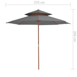 Parasol dubbeldekker met houten paal 270 cm antraciet - AllerleiShop