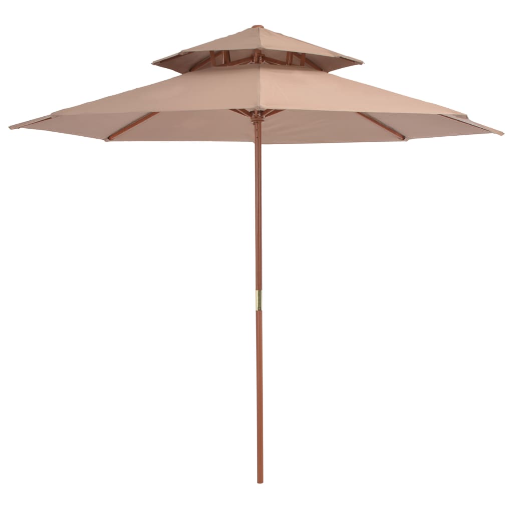 Parasol dubbeldekker met houten paal 270 cm taupe - AllerleiShop