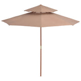 Parasol dubbeldekker met houten paal 270 cm taupe - AllerleiShop