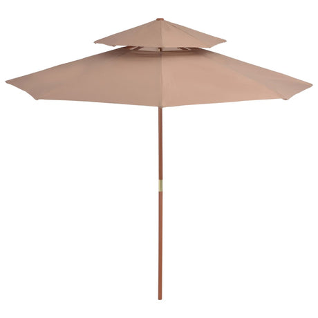 Parasol dubbeldekker met houten paal 270 cm taupe - AllerleiShop