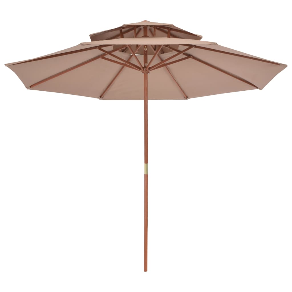 Parasol dubbeldekker met houten paal 270 cm taupe - AllerleiShop