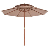 Parasol dubbeldekker met houten paal 270 cm taupe - AllerleiShop