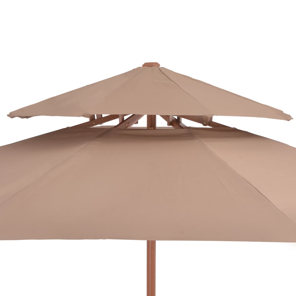 Parasol dubbeldekker met houten paal 270 cm taupe - AllerleiShop