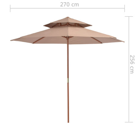 Parasol dubbeldekker met houten paal 270 cm taupe - AllerleiShop