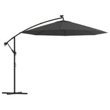 Zweefparasol met LED-verlichting stalen paal 300 cm antraciet - AllerleiShop